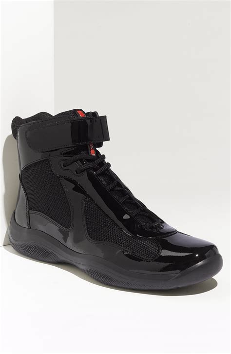 prada americas cup black leather shoes|high top prada americas cup.